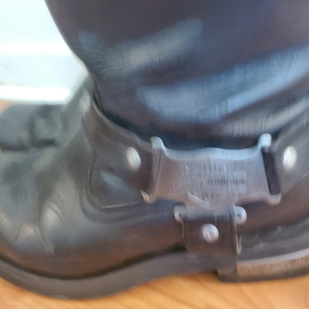 Harley Davidson D96149 Mens Black Leather Motorcycle Boots 10M - Picture 6 of 9